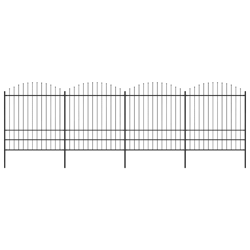 Recinzione Giardino Punta a Lancia (1,75-2)x6,8m Acciaio Nera cod mxl 16250