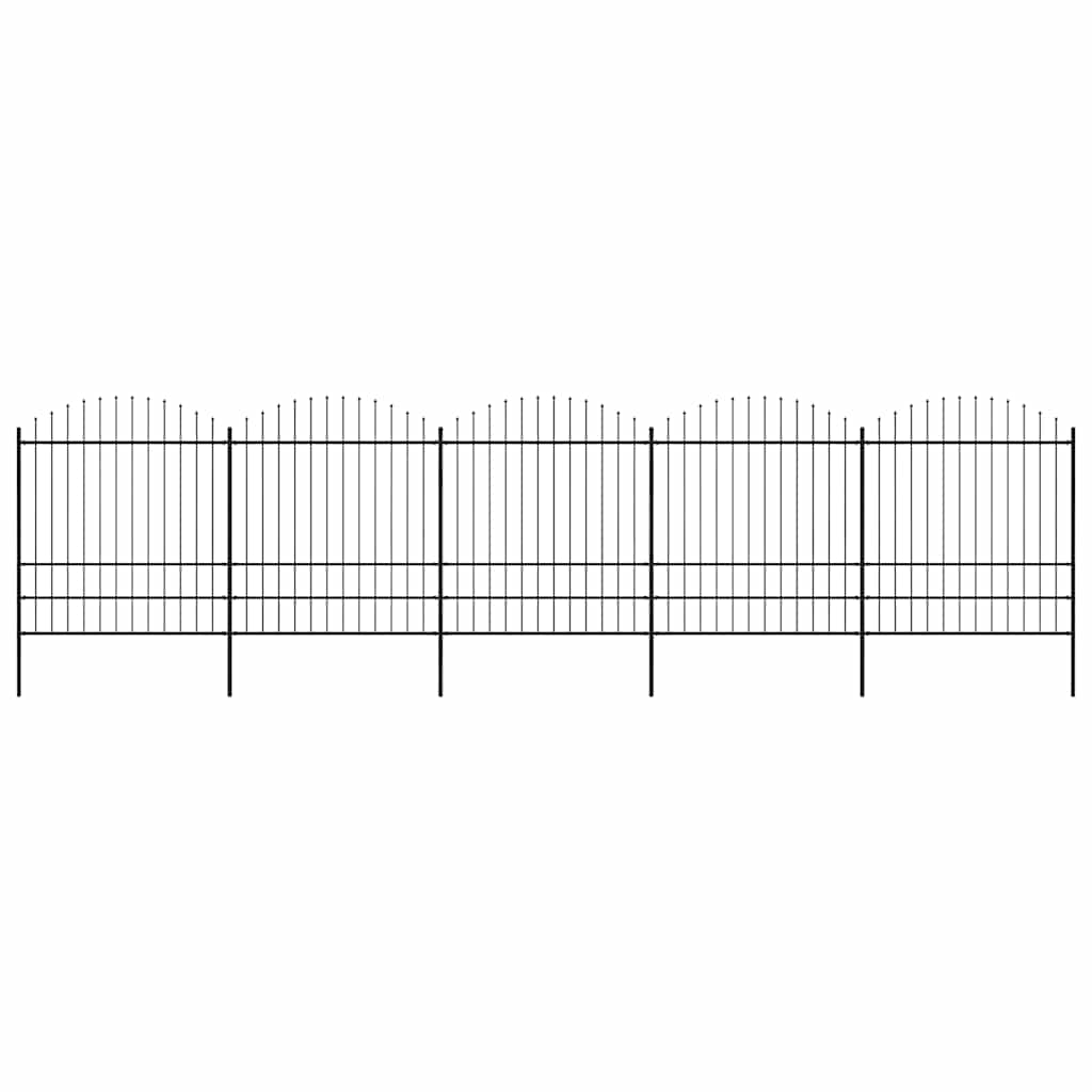 Recinzione Giardino Punta a Lancia (1,75-2)x8,5m Acciaio Nera