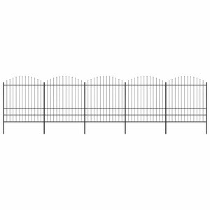 Recinzione Giardino Punta a Lancia (1,75-2)x8,5m Acciaio Nera