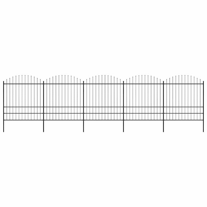 Recinzione Giardino Punta a Lancia (1,75-2)x8,5m Acciaio Nera