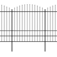 Recinzione Giardino Punta a Lancia (1,75-2)x8,5m Acciaio Nera