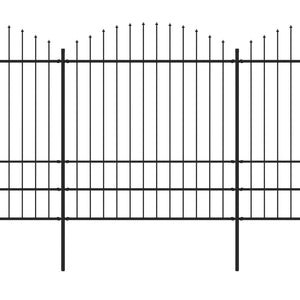 Recinzione Giardino Punta a Lancia (1,75-2)x8,5m Acciaio Nera