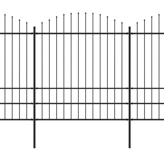 Recinzione Giardino Punta a Lancia (1,75-2)x8,5m Acciaio Nera