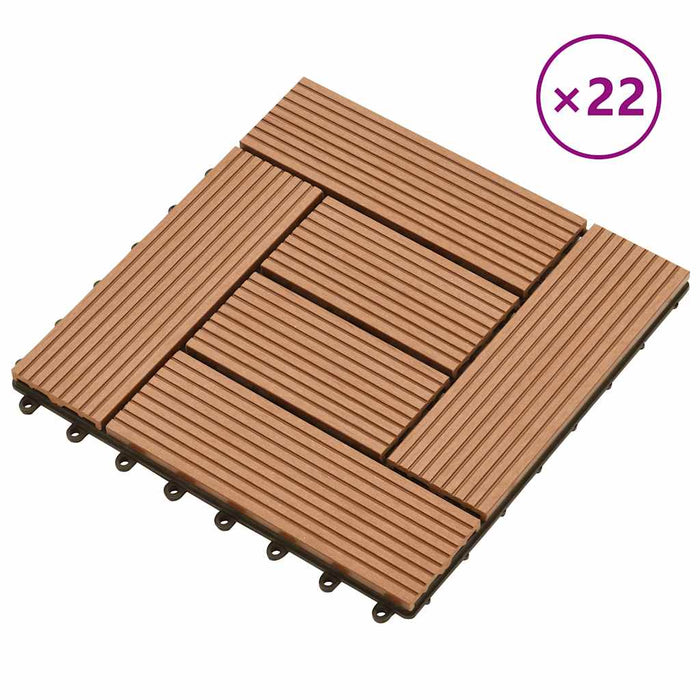 Piastrelle per Decking 22 pz 30x30cm 2mq in WPC Marrone  cod mxl 36092