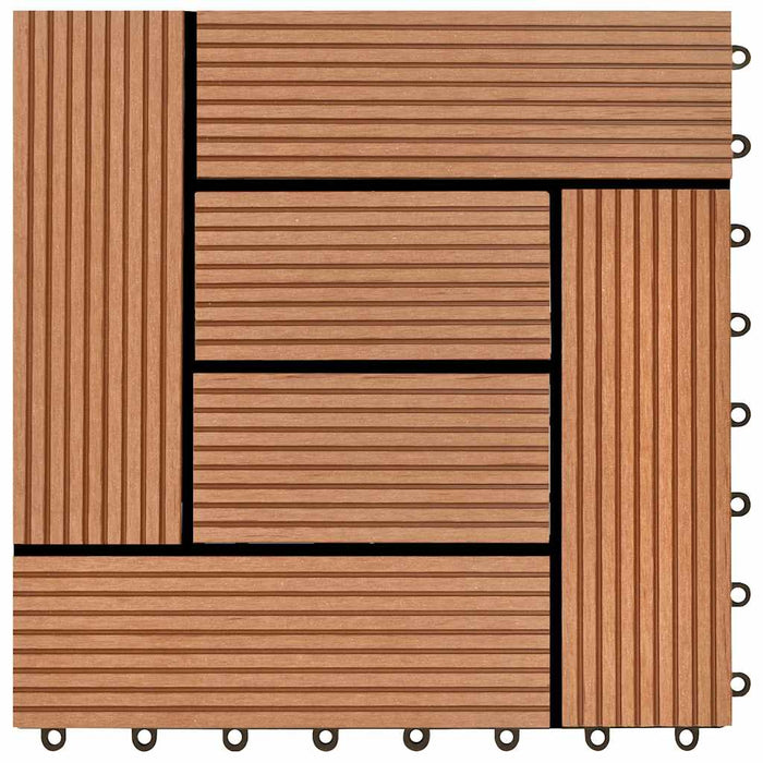 Piastrelle per Decking 22 pz 30x30cm 2mq in WPC Marrone  cod mxl 36092