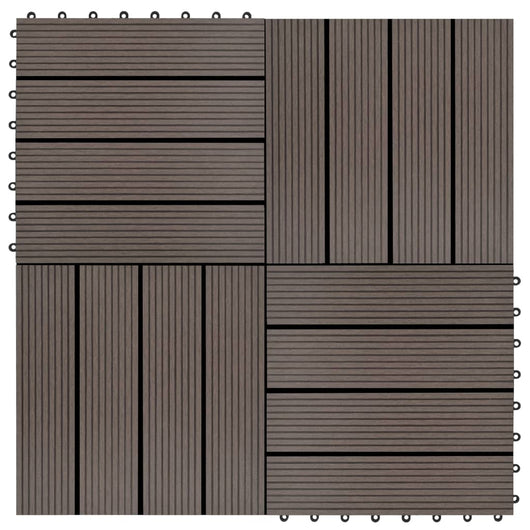Piastrelle per Decking 22 pz 30x30cm 2mq in WPC Marrone Scuro  cod mxl 36082