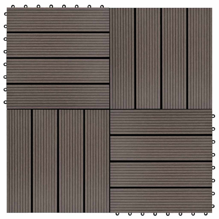 Piastrelle per Decking 22 pz 30x30cm 2mq in WPC Marrone Scuro 277802