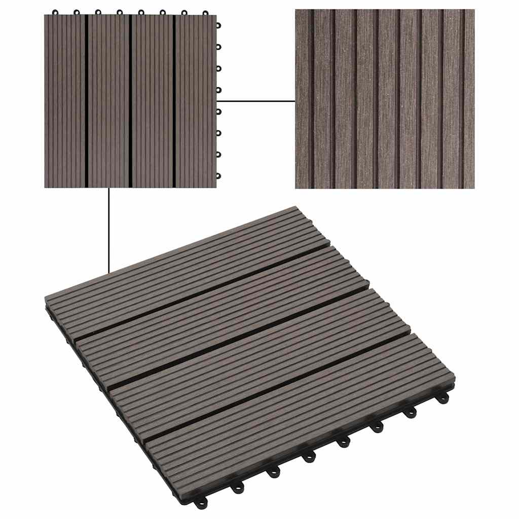 Piastrelle per Decking 22 pz 30x30cm 2mq in WPC Marrone Scuro 277802