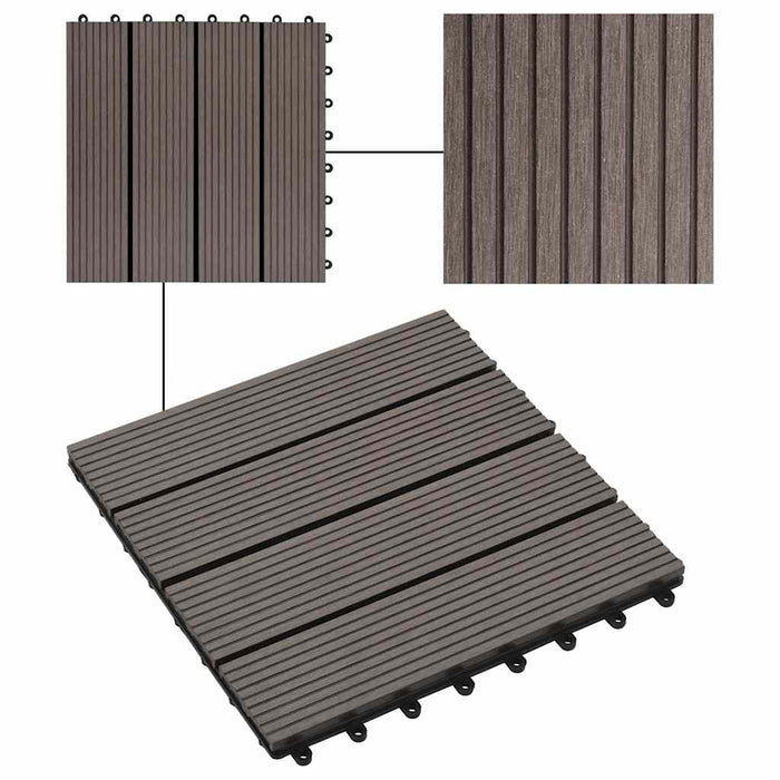 Piastrelle per Decking 22 pz 30x30cm 2mq in WPC Marrone Scuro 277802