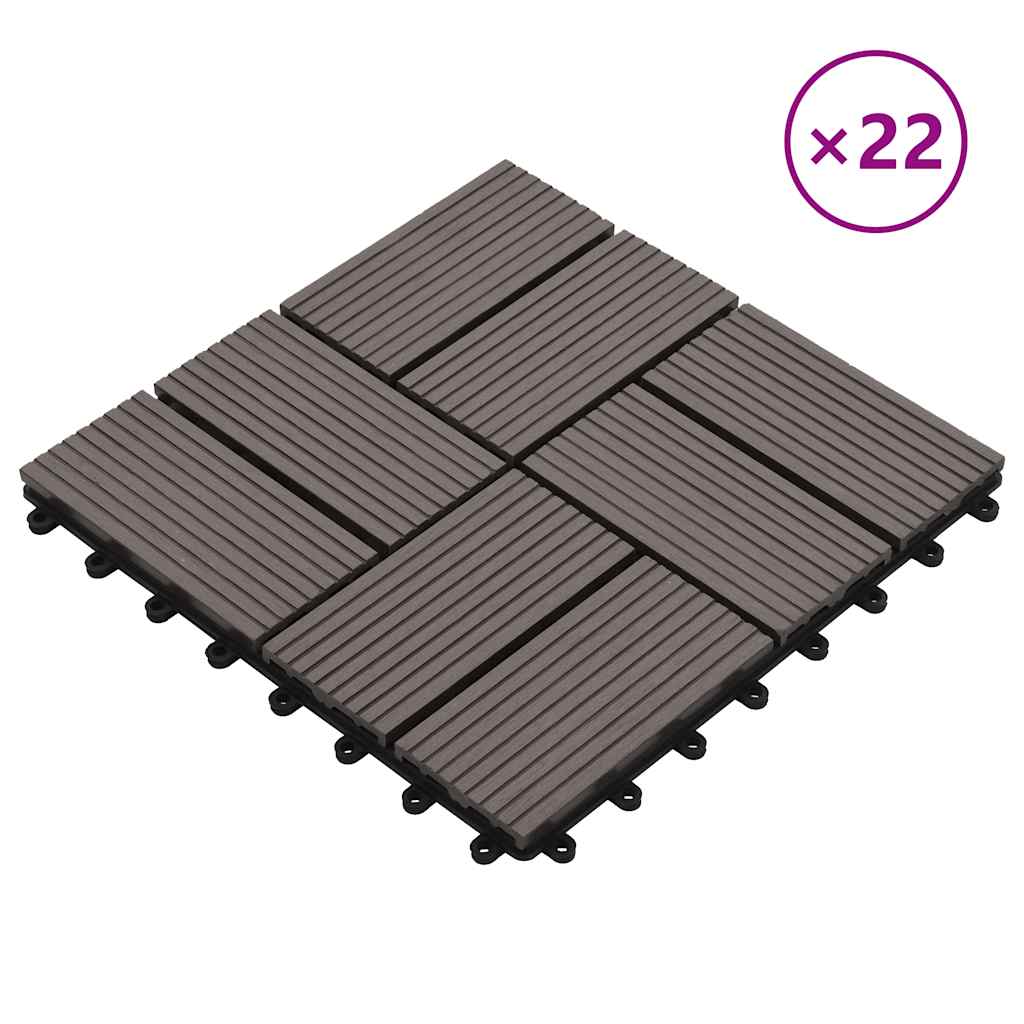 Piastrelle per Decking 22 pz 30x30cm 2mq in WPC Marrone Scuro  cod mxl 36079