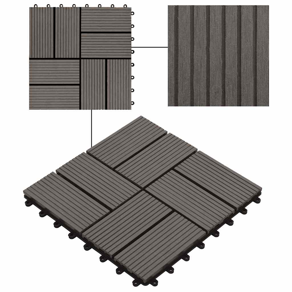 Piastrelle per Decking 22 pz 30x30cm 2mq in WPC Marrone Scuro  cod mxl 36079