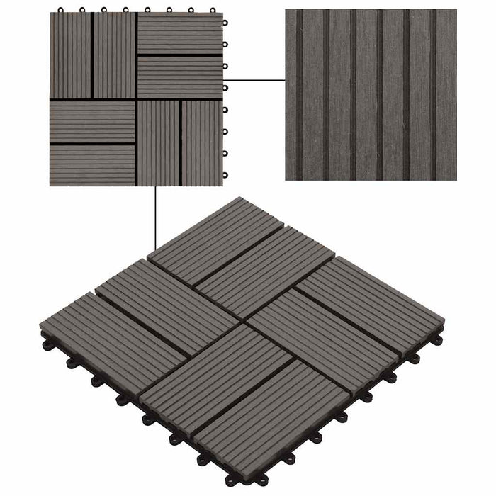 Piastrelle per Decking 22 pz 30x30cm 2mq in WPC Marrone Scuro  cod mxl 36079