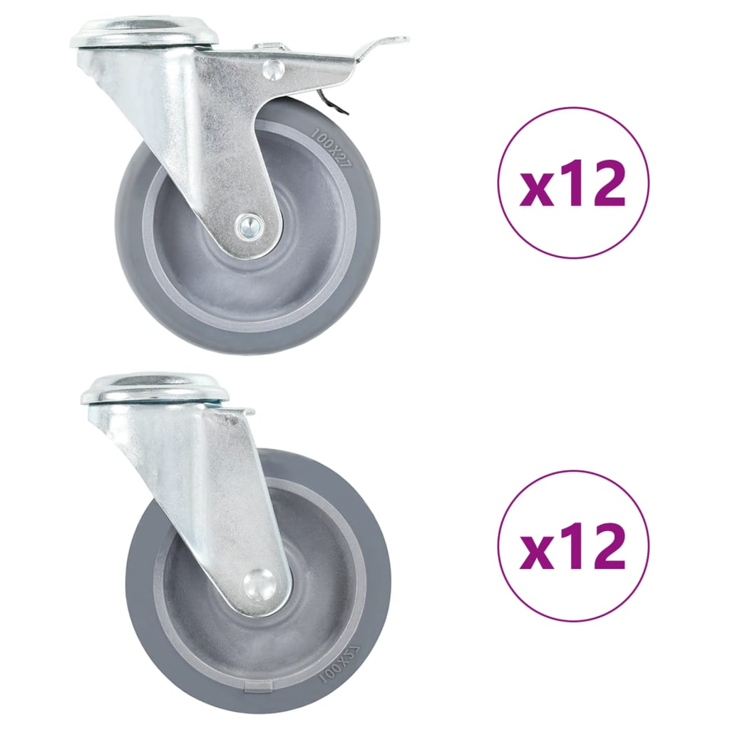 Ruote Girevoli con Foro per Bullone 24 pz 100 mm cod mxl 67694