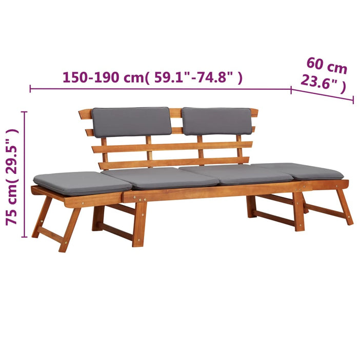 Poltrona lounge da 190 cm con cuscino 2 in 1 in legno massello di acacia 02_0011866