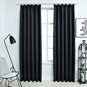 Tende Oscuranti con Ganci 2 pz Nere 140x245 cm cod mxl 62900