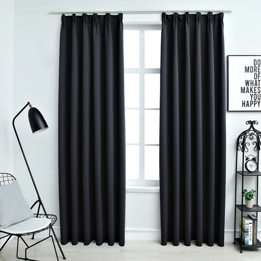 Tende Oscuranti con Ganci 2 pz Nere 140x245 cm cod mxl 62900
