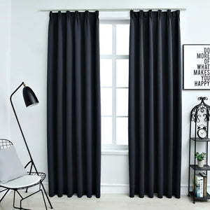 Tende Oscuranti con Ganci 2 pz Antracite 140x175 cm cod mxl 65796