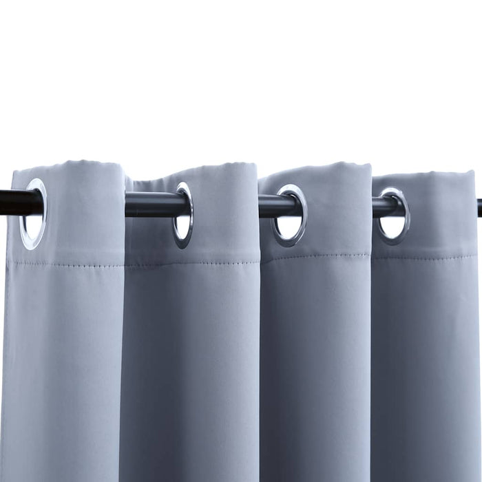 Tende Oscuranti con Anelli in Metallo 2 pz Grigie 140x175 cm 134426