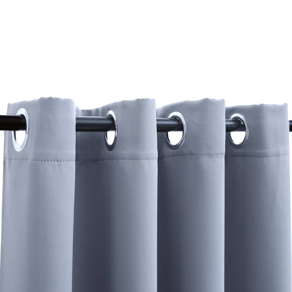Tende Oscuranti con Anelli in Metallo 2 pz Grigie 140x175 cm cod mxl 63115