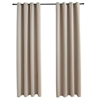 Tende Oscuranti con Anelli in Metallo 2 pz Beige 140x175 cm cod mxl 73980