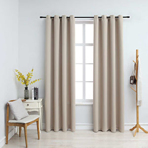 Tende Oscuranti con Anelli in Metallo 2 pz Beige 140x245 cm cod mxl 69644