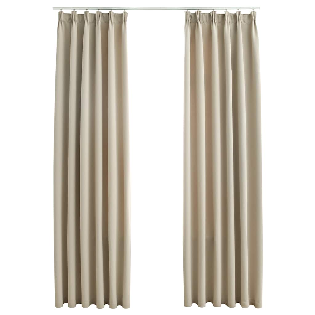 Tende Oscuranti con Ganci 2 pz Beige 140x175 cm cod mxl 78272
