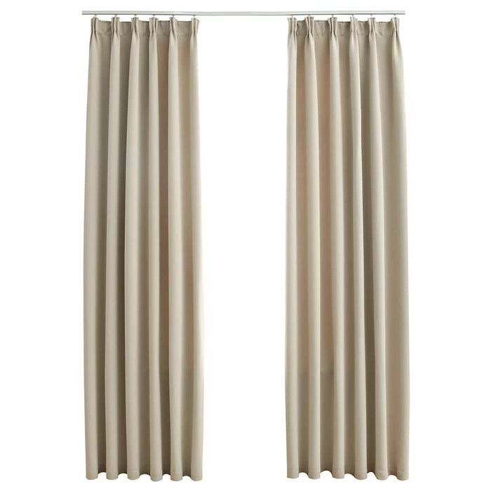 Tende Oscuranti con Ganci 2 pz Beige 140x175 cm cod mxl 78272