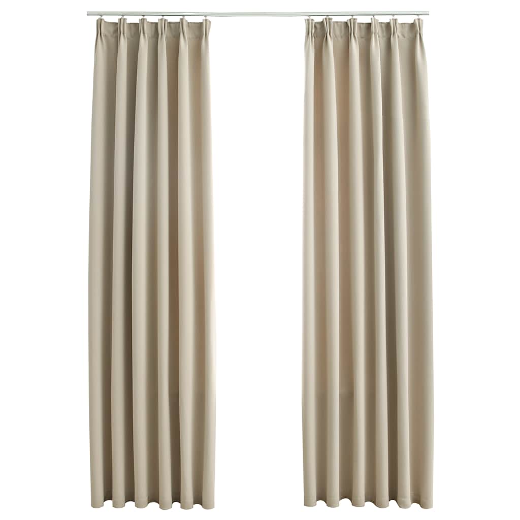 Tende Oscuranti con Ganci 2 pz Beige 140x225 cm cod mxl 76028
