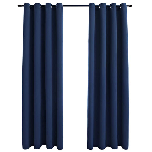 Tende Oscuranti con Anelli in Metallo 2 pz Blu 140x175 cm cod mxl 62501