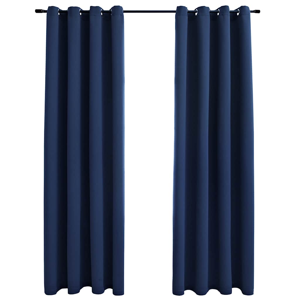 Tende Oscuranti con Anelli in Metallo 2 pz Blu 140x245 cm cod mxl 67691