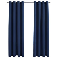Tende Oscuranti con Anelli in Metallo 2 pz Blu 140x245 cm cod mxl 67691