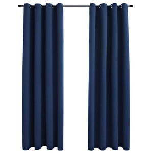 Tende Oscuranti con Anelli in Metallo 2 pz Blu 140x245 cm cod mxl 67691