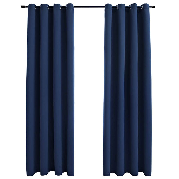 Tende Oscuranti con Anelli in Metallo 2 pz Blu 140x245 cm cod mxl 67691