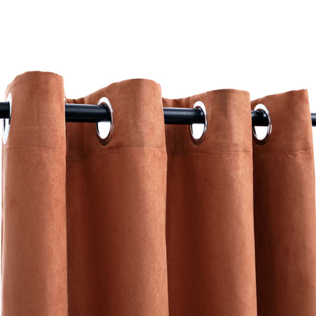 Tende Oscuranti con Anelli in Metallo 2 pz Ruggine 140x175 cm cod mxl 62333