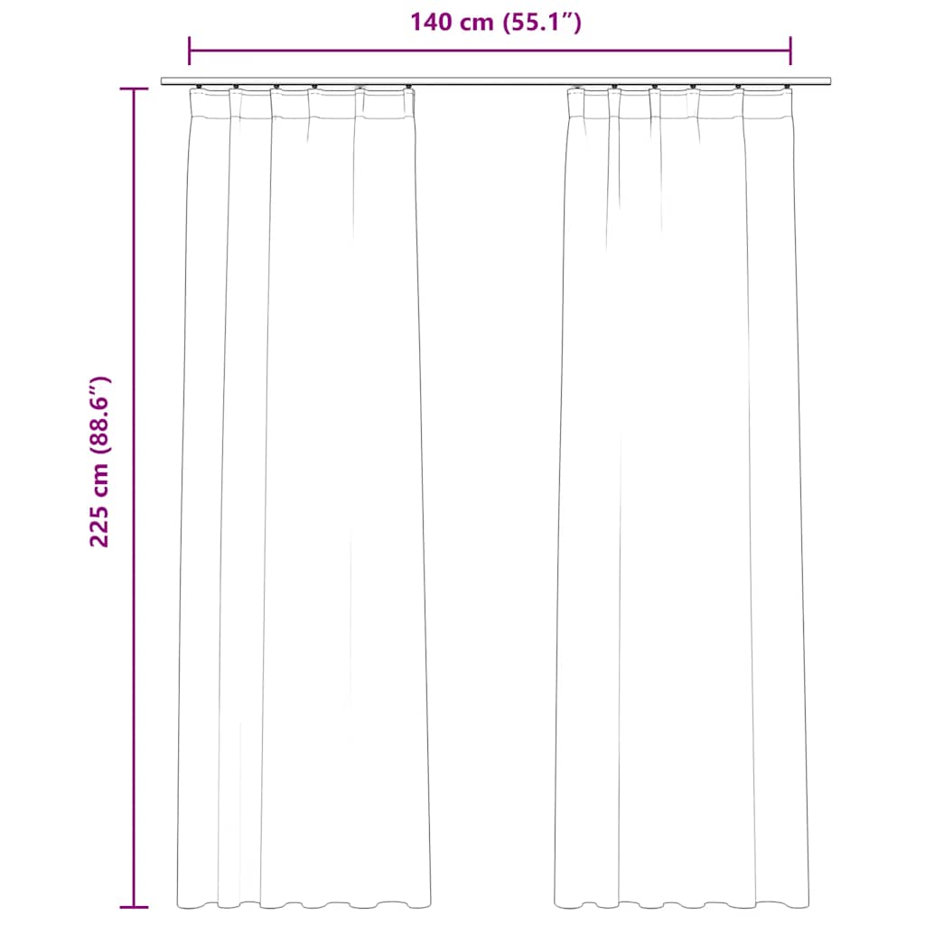 Tende Oscuranti con Ganci 2 pz Nere in Velluto 140x225 cm 134493