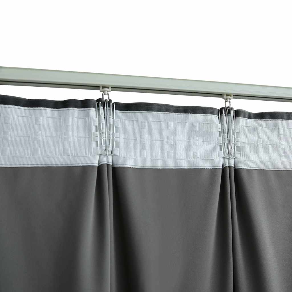 Tende Oscuranti con Ganci 2 pz Antracite in Velluto 140x245 cm 134502