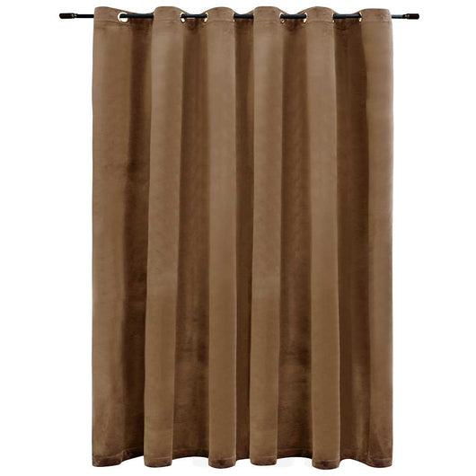 Tenda Oscurante con Anelli in Metallo Velluto Beige 290x245 cm 134507