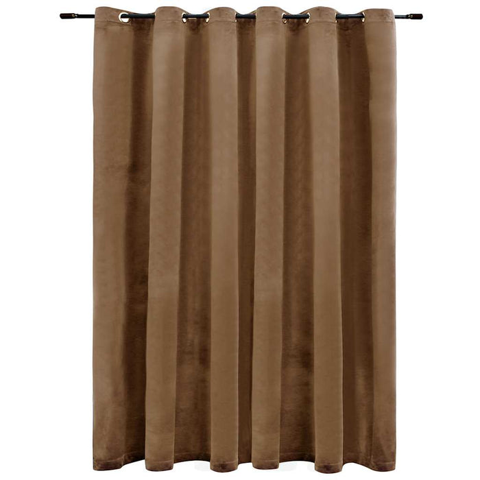 Tenda Oscurante con Anelli in Metallo Velluto Beige 290x245 cm 134507