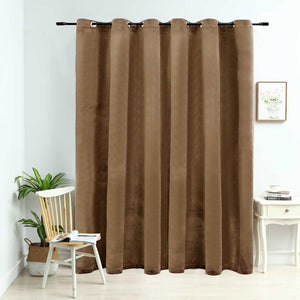 Tenda Oscurante con Anelli in Metallo Velluto Beige 290x245 cm cod mxl 73041
