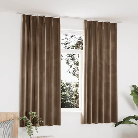 Tende Oscuranti con Ganci 2 pz Beige in Velluto 140x175 cmcod mxl 127235