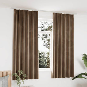 Tende Oscuranti con Ganci 2 pz Beige in Velluto 140x175 cm 134508