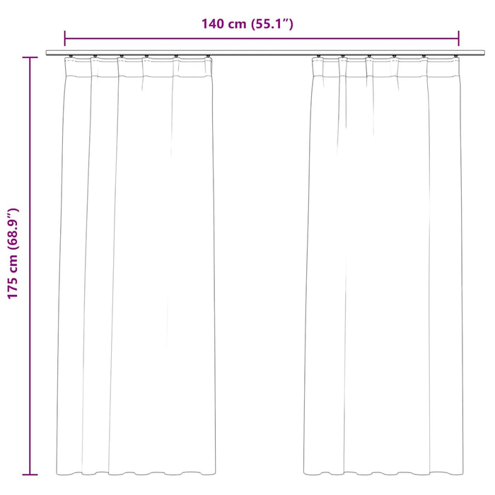 Tende Oscuranti con Ganci 2 pz Crema in Velluto 140x175 cm 134516