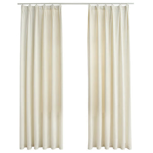 Tende Oscuranti con Ganci 2 pz Crema in Velluto 140x225 cm cod mxl 73244