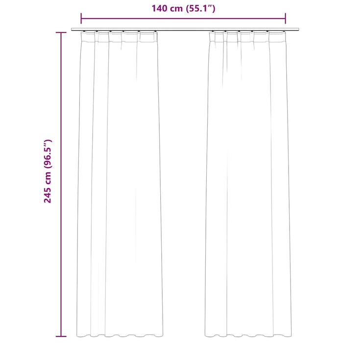 Tende Oscuranti con Ganci 2 pz Crema in Velluto 140x245 cm 134518
