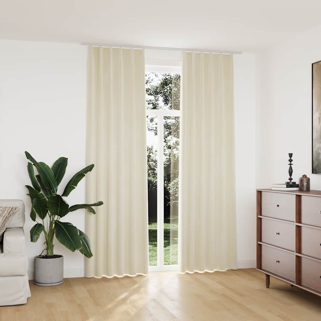 Tende Oscuranti con Ganci 2 pz Crema in Velluto 140x245 cm cod mxl 68131