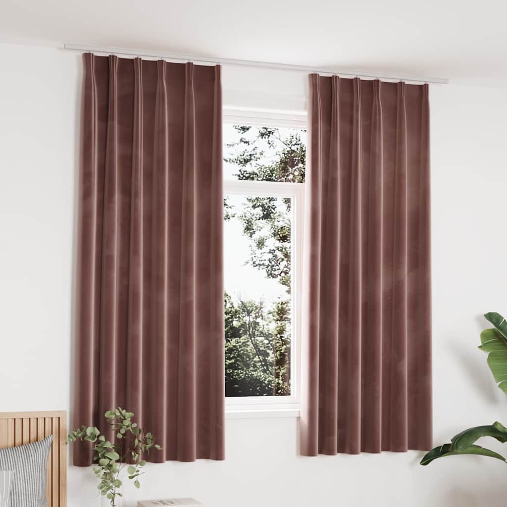 Tende Oscuranti con Ganci 2 pz Rosa Antico in Velluto 140x175cmcod mxl 81369