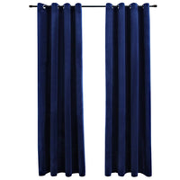 Tende Oscuranti con Anelli 2 pz Blu Scuro in Velluto 140x245 cm cod mxl 64831