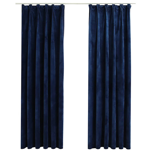Tende Oscuranti con Ganci 2 pz Blu Scuro in Velluto 140x225 cmcod mxl 97446