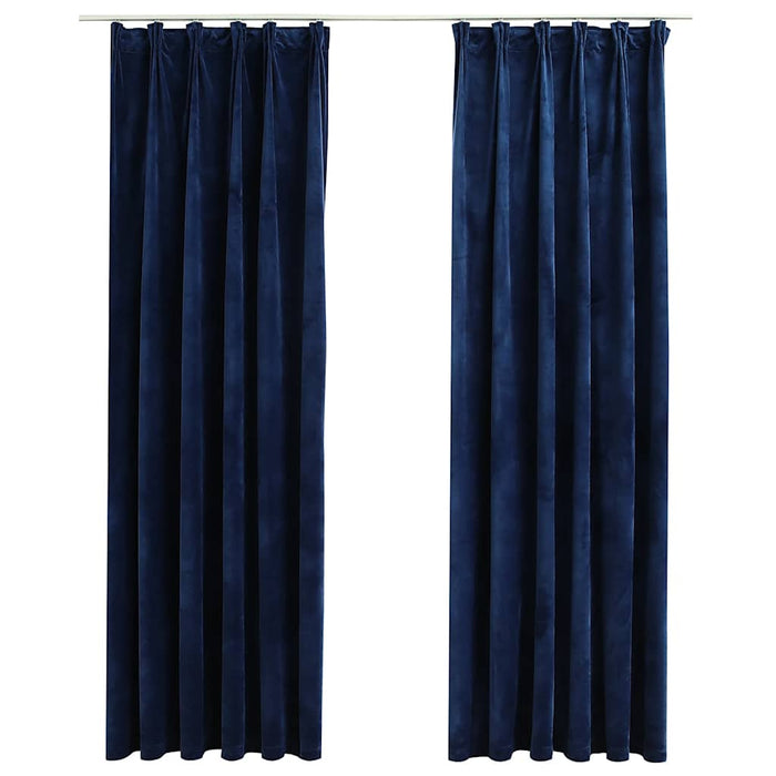 Tende Oscuranti con Ganci 2 pz Blu Scuro in Velluto 140x225 cmcod mxl 97446