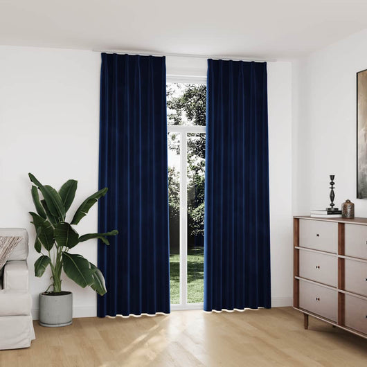 Tende Oscuranti con Ganci 2 pz Blu Scuro in Velluto 140x245 cm cod mxl 70695